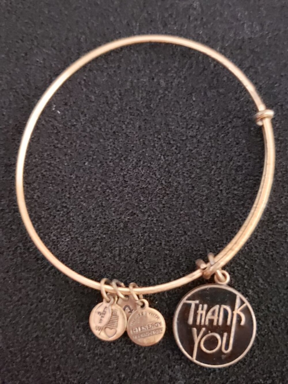 Alex and Ani Gold Thank You Gold Charm Bangle Bracelet 41